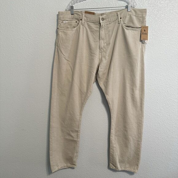 Polo Ralph Lauren Jeans Mens 42x32 Varick Slim Fit Straight Hemp Denim Grey Zip - Picture 1 of 16